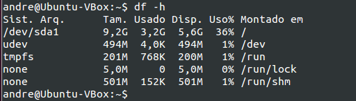 Comando df - Sistema Linux Comando df - Sistema Linux